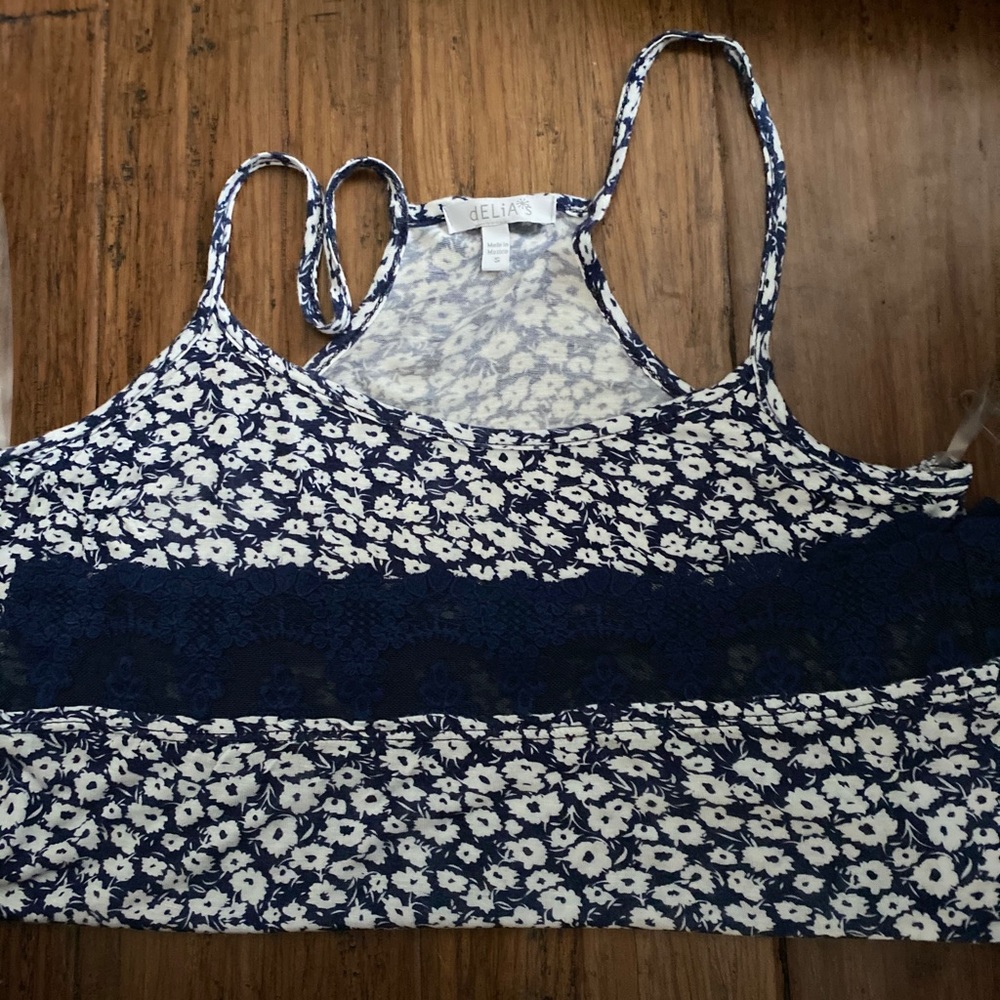Daisy Print Tank Top Lace Bottom